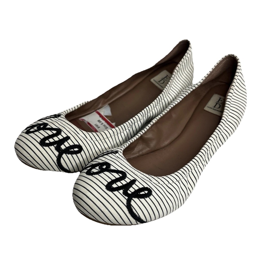 ED Ellen Degeneres Ballet Flats Love Spellout 6.5 M Y2K Boho Retro Preppy